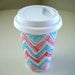 Ceramic Travel Mug Chevron Zig Zag Red Turquoise Triangles Geometric Stripes Modern Eco Friendly