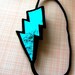 Lightning Bolt Headband Leather Metallic Blue Black Glam Punk Wizard Super Hero Turquoise Geekery handmade by sewZinski on Etsy