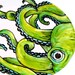Ceramic Plate Green Octopus Kraken Sea Creature Nautical Decor Hand Painted Tentacles Wall Art Decorative Plate Upcycled