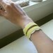 Double strand cuff bracelet in mustard and crocheted lace