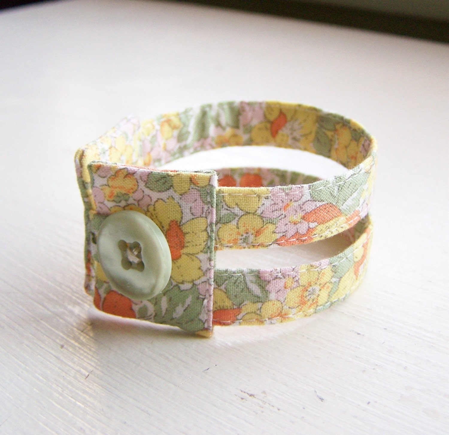 Double strand cuff bracelet in summer citrus floral READY TO SHIP