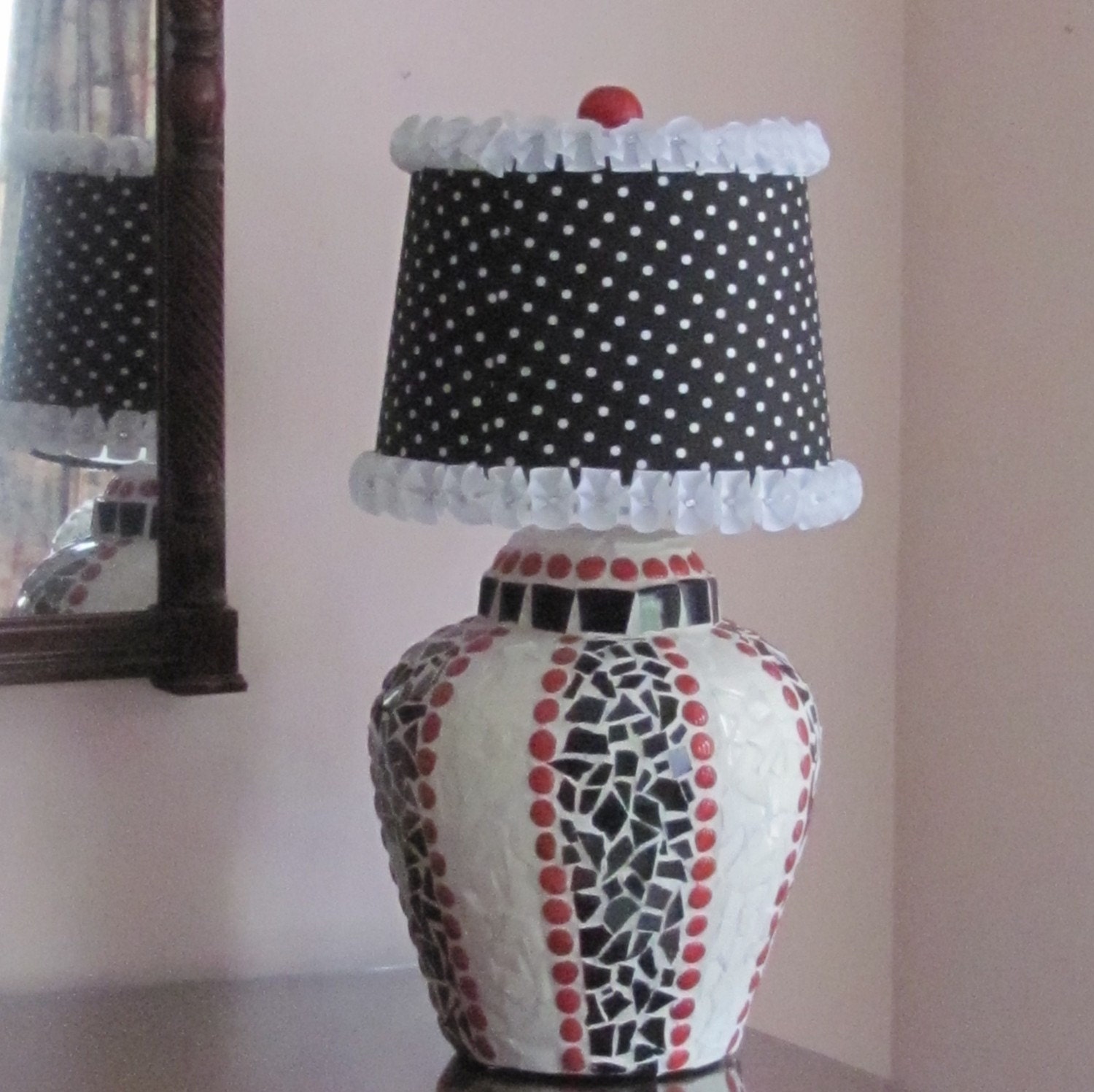Mosaic Lamp with Polka Dot Shade - NellsBelles