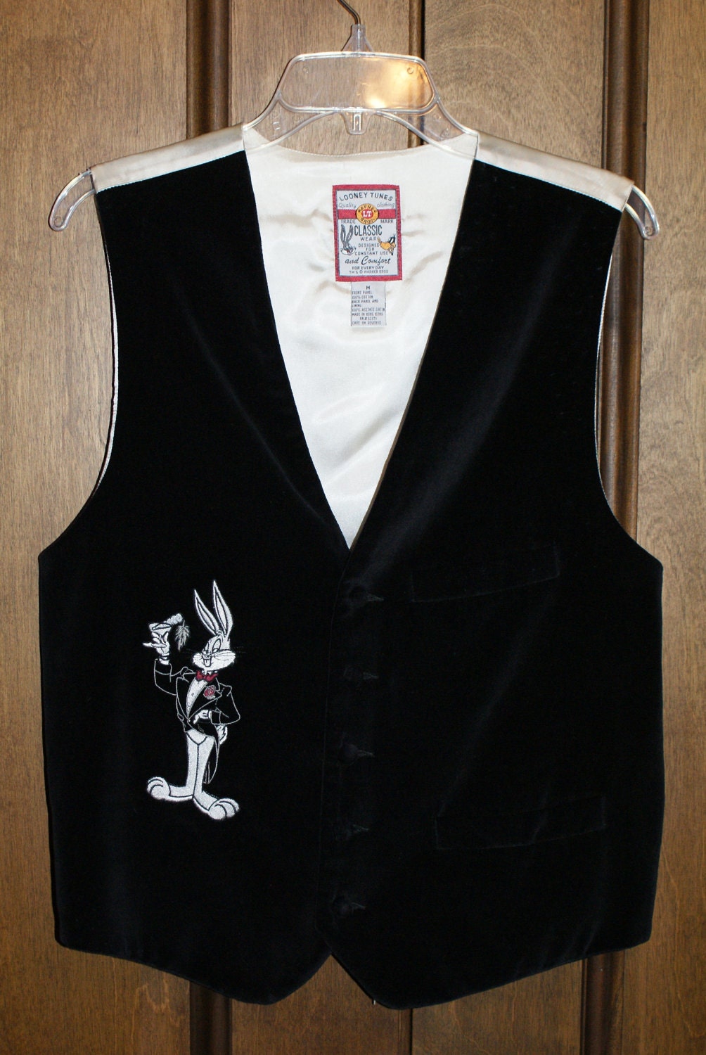 Rare 1991 Vintage Authentic Warner Bros. Studio Store Looney Tunes Tuxedo Vest Featuring Bugs Bunny, Size Medium