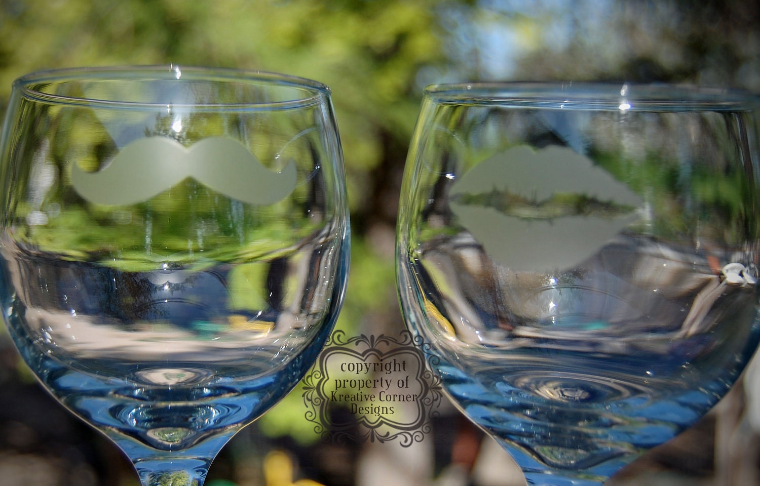 His & Hers Etched Wine Glasses