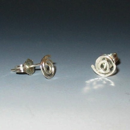 Swirly Sun Stud Earrings Sterling Silver Hand Hammered