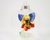 Christmas Fairy Ornament Flower Fairy Ornament Green Red Gold Blonde Miniature Doll Ornament Tree Ornament Holiday