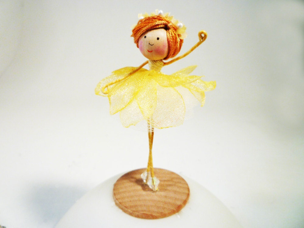 Ballerina Gift, Little Dancer, Yellow Doll, Flower Doll