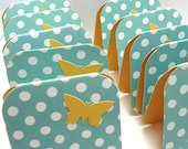 Teal Yellow Butterfly Polka Dotted Mini Cards Gift Enclosures
