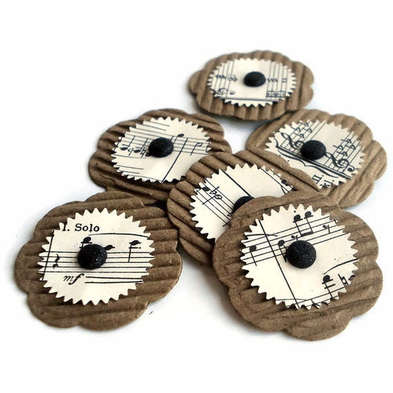 Flower Embellishments Vintage Paper And Up-cycled Corrugated Coffee Sleeves