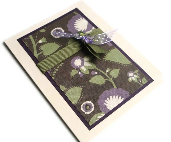 All Occasion Note Card Sheer Ribbon Butterfly Bead