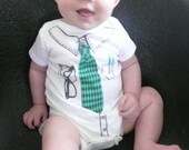 Green Tie and Glasses and Pocket Protector Baby Onesie- SIZE 0-3 MONTH