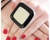 Glass Ring Handmade - big bold oversize adjustable - ENDLESS CLASSIC -  1.8 inch