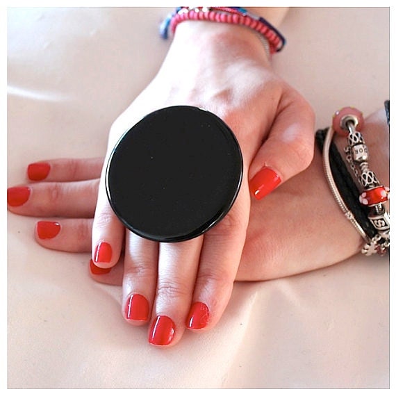 Adjustable Ring Ceramic - big bold oversized handmade cocktail ring - ROCK STAR - 2.4 inch