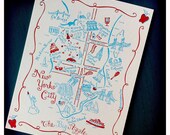 Manhattan (New York City) Map Letterpress Postcard/Save the Date Cards