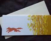 Summer Fox Letterpress Handprinted Blank Greeting Card