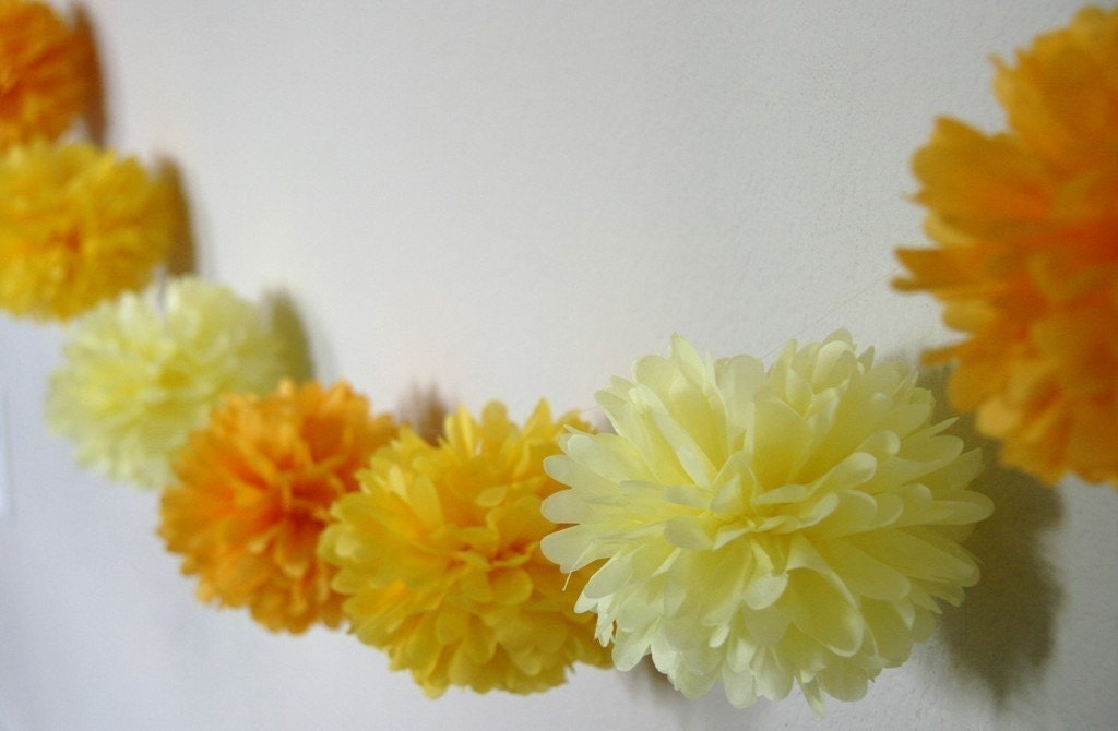 Sunshine - Party Pom Garland .. featured in Brides magazine