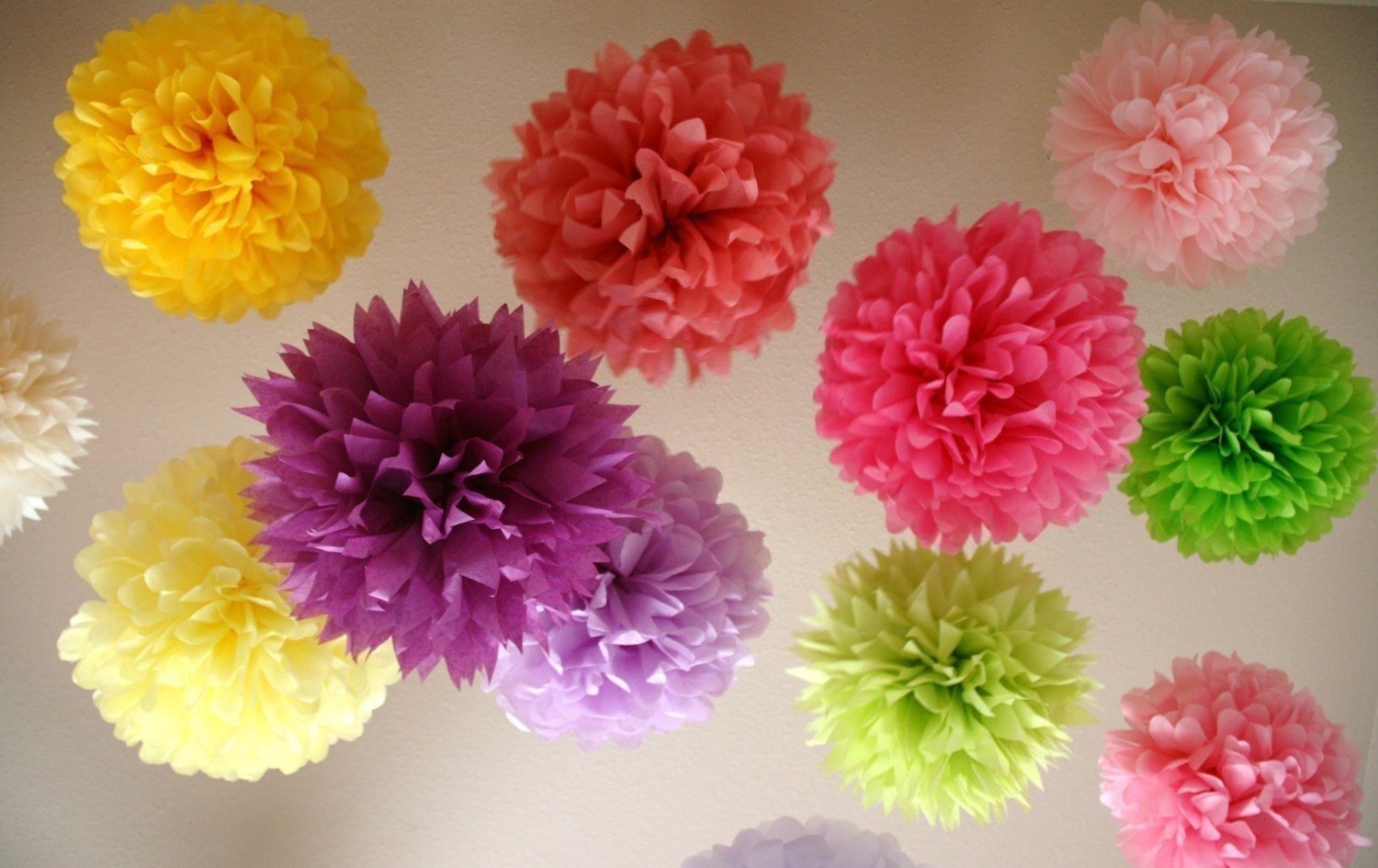 Wedding Reception Decoration ..  100 Tissue Paper Pom Poms .. Custom Colors