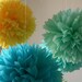 Summer Breeze .. 5 Tissue Pom Poms .. Wedding Reception Decor .. Bridal Shower .. Baby Shower Decor