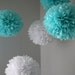 Tiffany .. 5 Tissue Paper Pom Poms for Bridal Showers / Weddings / Baby Shower / Birthday and Party Decorations