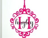 Personalized Wall Decal Monogram Paris Eiffel Tower French Decal Stickers - Item 076