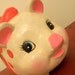 SALE Vintage Red Polka Dot Pig Christmas Bank Green Chalkware Japan Inarco