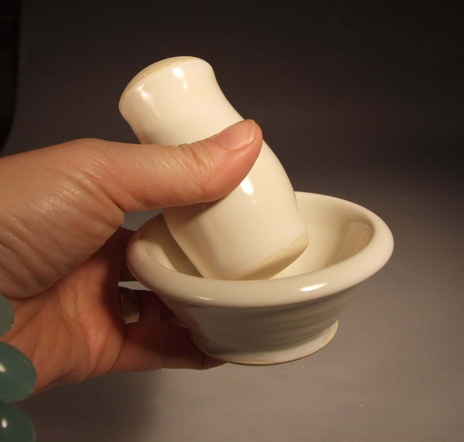 Small Mortar and Pestle in White Glaze