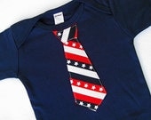 So Handsome Patriotic Tie Onesie/Bodysuit in Navy Blue - U.S.A. Memorial Day, Fourth of July, Military, Homecoming (PICK Your TIE)