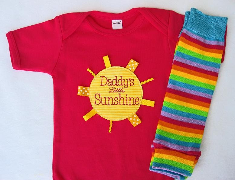 New Dad Gift - Fuscia Daddy's Little Sunshine Onesie with leg warmers - size 0-18m, Baby Girl Onesie, Clothing, Father's Day, Outfit