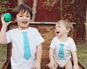 NEW - Big Brother Tie Tshirt and and Little Brother Baby Boy Tie Onesie Matching Sibling Set -Children's Clothing, Fathers Day Pictures