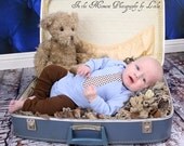 Lt blue, Gingham Custom Applique Baby Boy Tie Onesie, matching leg warmers - children, clothing 0-3, 3-6, 6-12, 12-18m long or short sleeves