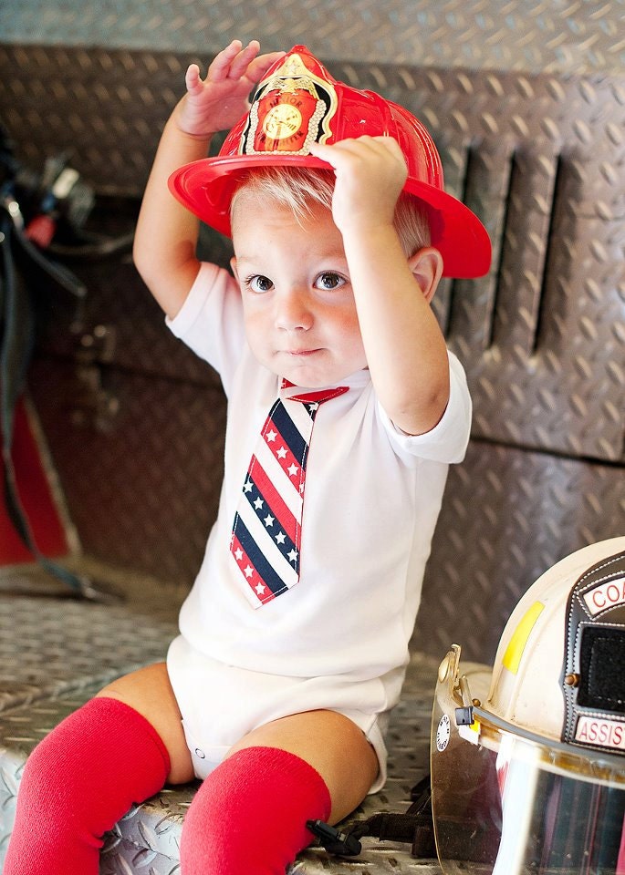 So Handsome Baby Boy Patriotic Tie Onesie/Bodysuit in Navy, Red, White, Blue - U.S.A. Memorial Day, Fourth of July, Military, Homecoming