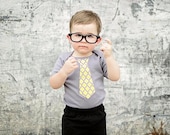 Any Tie on a Slate Gray Tie Onesie - Design Your Own Short Sleeve baby boy tie bodysuit -- 0-3, 3-6, 6-12 and 12-18 months