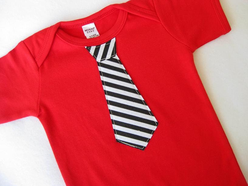 Any Tie on a Red Baby Boy Tie Onesie - Design Your Own Bodysuit , Christmas, Holiday, Wedding, Spring, Hospital Gift