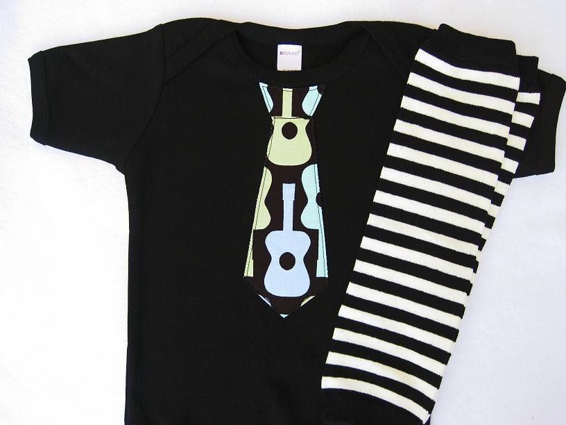 Black Baby Boy Tie Onesie with matching leg warmers/covers - Professional Baby Shower Gift Set - One piece, nb-3, 3-6, 6-12 and 12-18 months