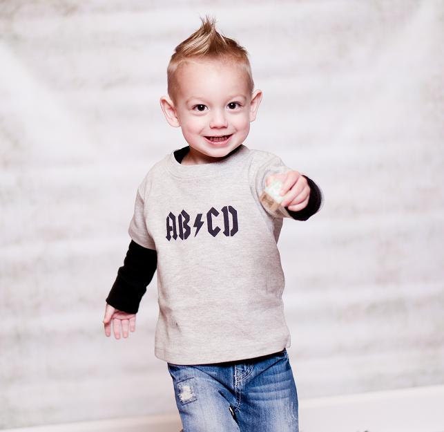 ABCD Rock Star inspired alphabet tshirt - Childrens Clothing - Sizes 6m, 12m, 18m, 2, 4, 6, 8 Boy or Girl