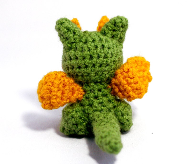 Tiny Dragon Amigurumi Plush - Light Green Gold