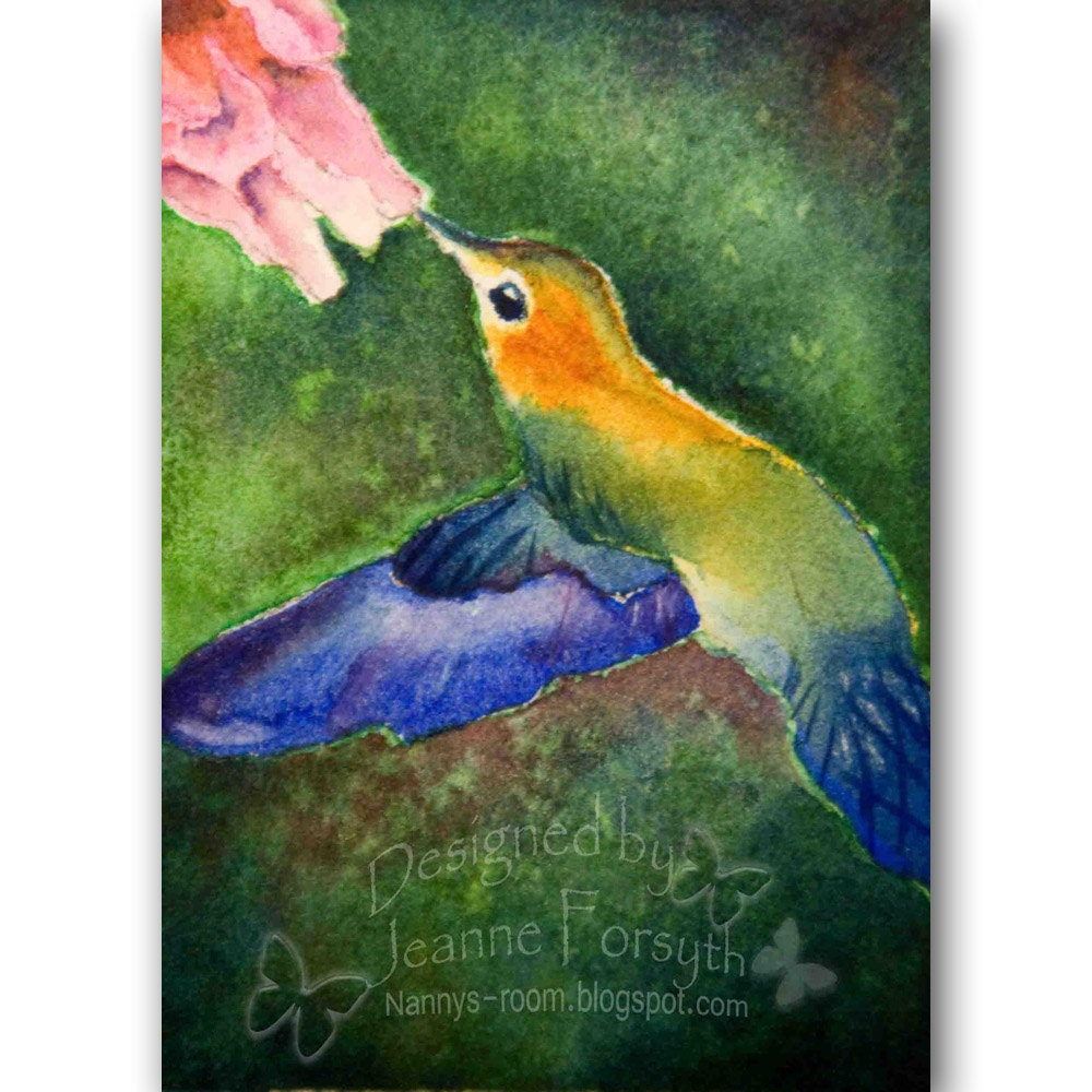 ACEO Art Print, Blue, Green, Yellow, Bird