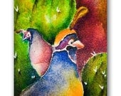 ACEO Art Print, Blue, Yellow, Red, Green, Birds, Southwest Arizona