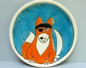 Pirate Fox Plate, Snack Plate With Blue And Orange