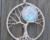 Moon Tree Sterling Silver and Moonstone Pendant - Original Design by Ethora - ethora