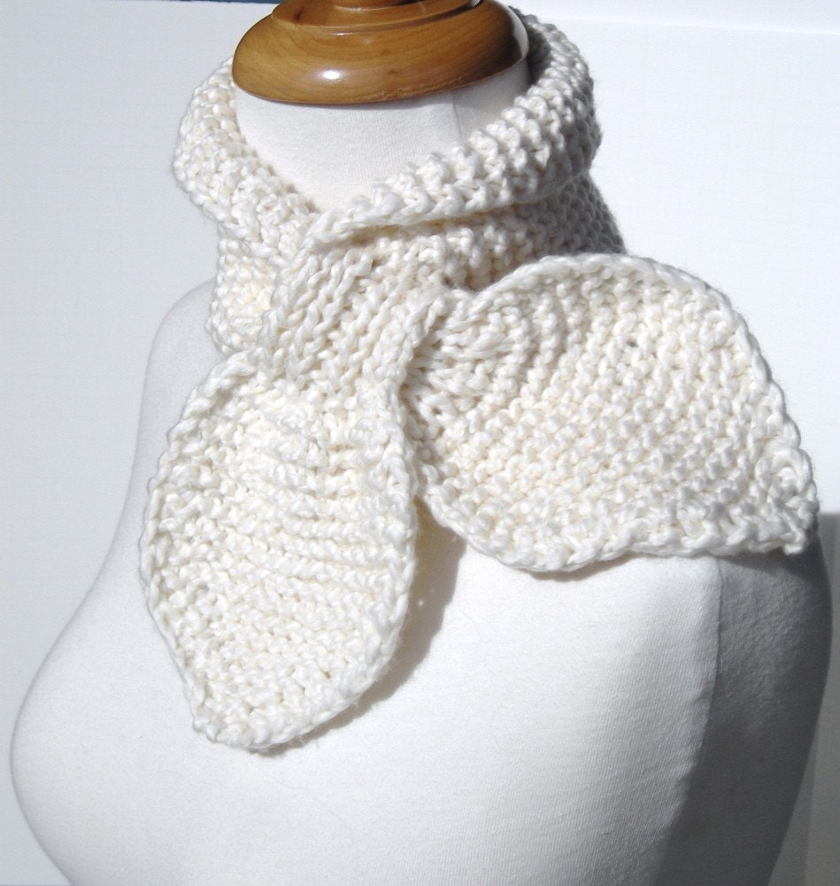 Organic Cotton Bowtie Retro Ascot Style Scarflette Cream White