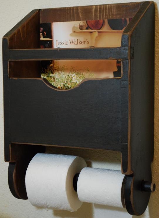 Primitive Antique Bathroom Toilet Paper Magazine Rack