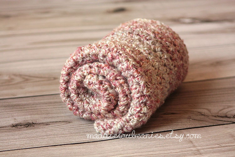 Parfait (pink and taupe), textured, Chunky mini blanket 28x18 inches