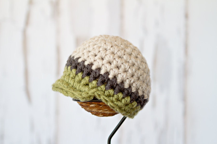 Newsboy hat baby boy newborn size in Linen, Charcoal, and Dusty Green stripe or pick your own colors