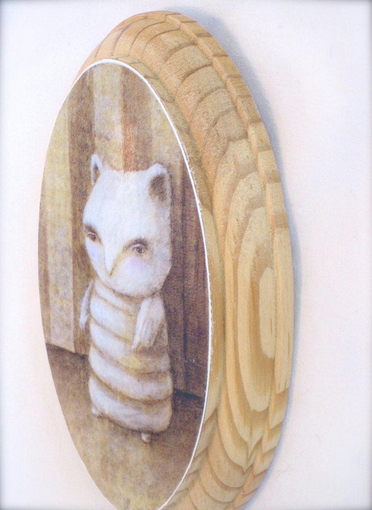 Chouette Cheveche (print mounted on wood)