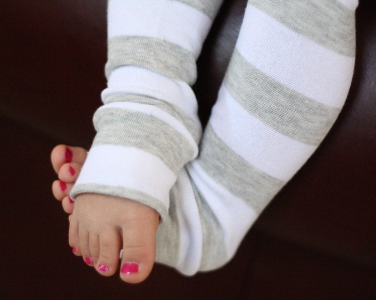 Gray and White striped Leg Warmers