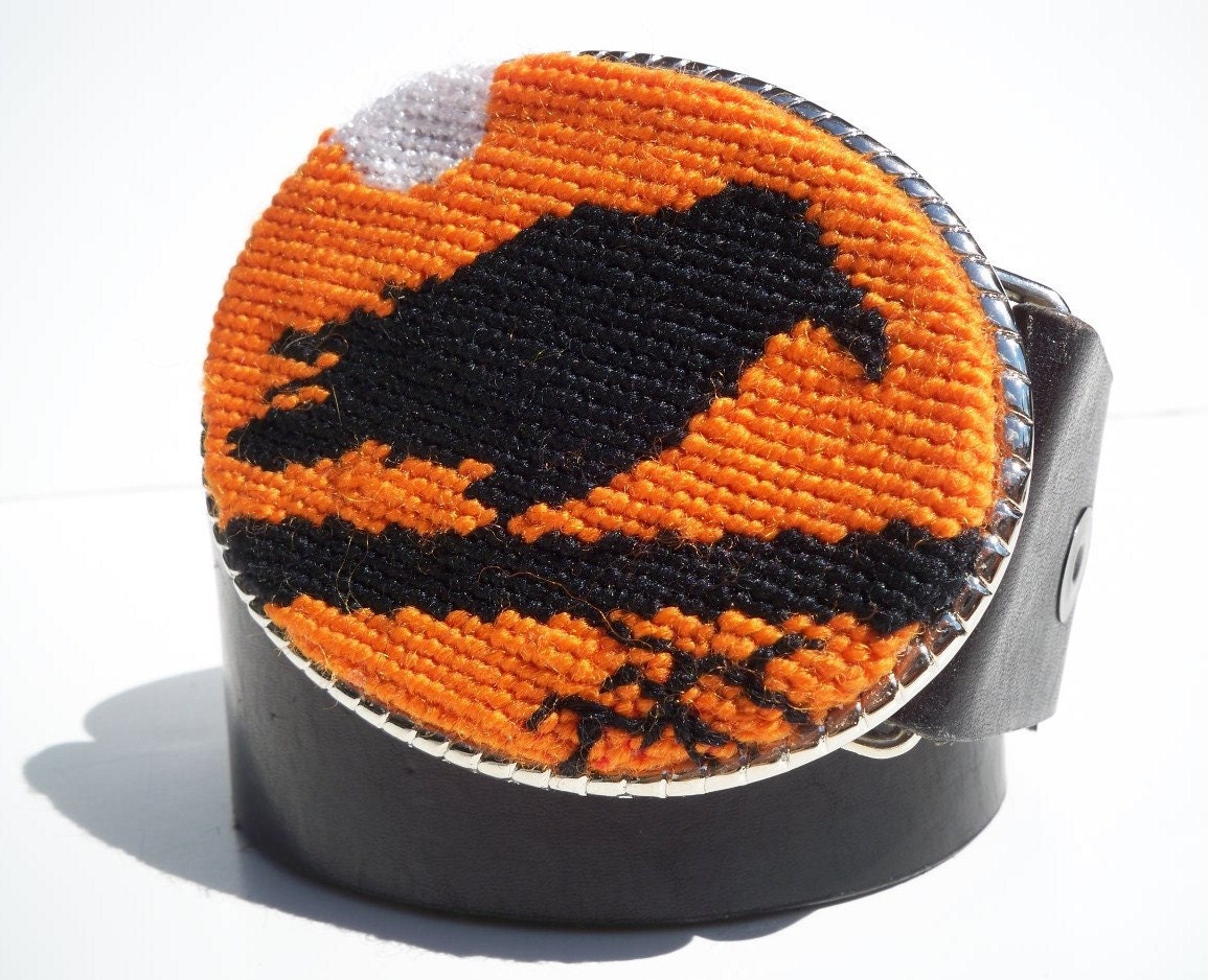 Needlepoint Black Raven Belt Buckle