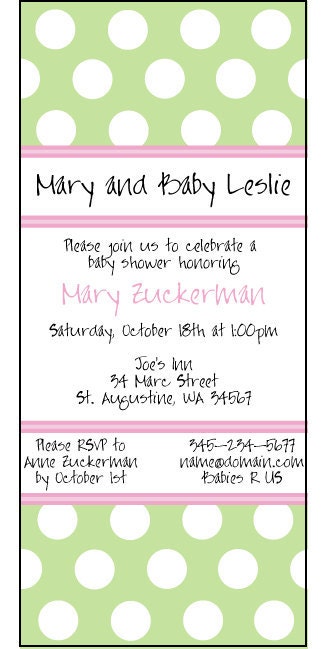 Long Dots Baby Shower Invitation - Baby Boy or Baby Girl, Baby Announcement, Invitation
