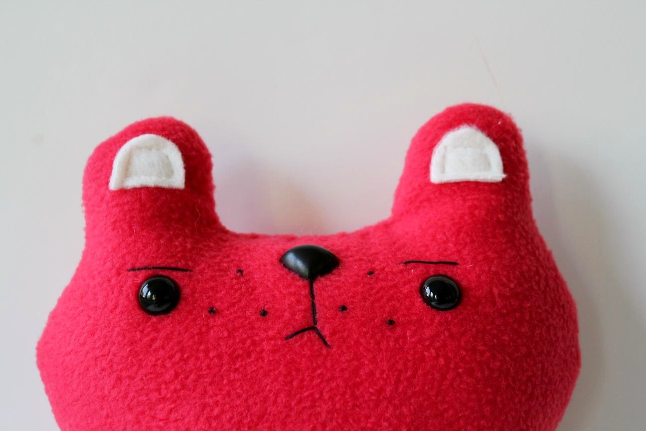 handmade red woodland bear plush, Cherry - MADE TO ORDER