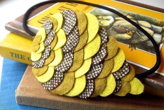 30% OFF SALE - Last one - Woodland Owl Wing Headband - Dijon Mustard - Made to order